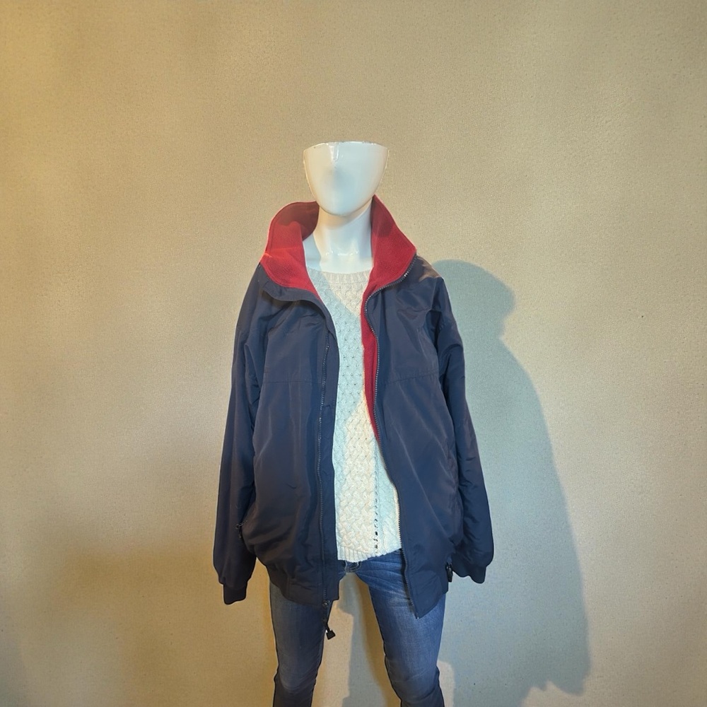White Sierra Men's Windbreaker in Navy and Red
